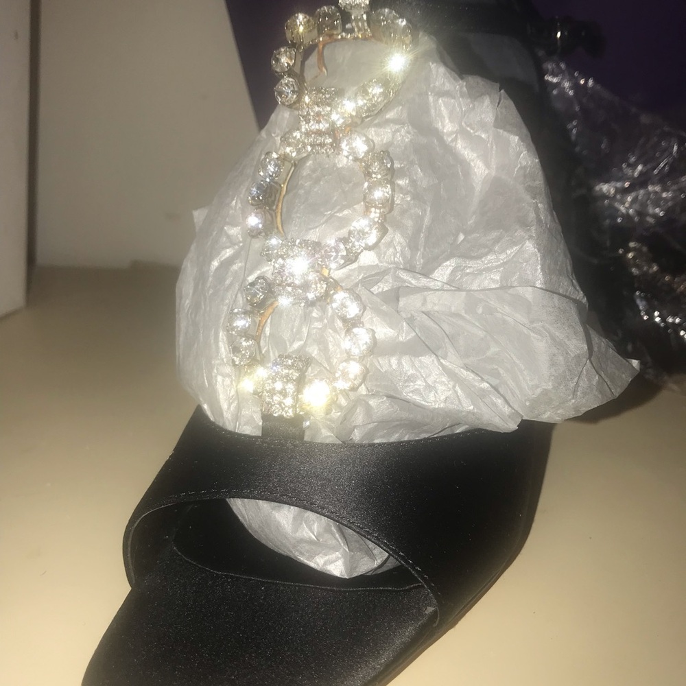 Woman’s Enzo Angiolini EADomenica Satin Black/Clear 8.5M NIB
